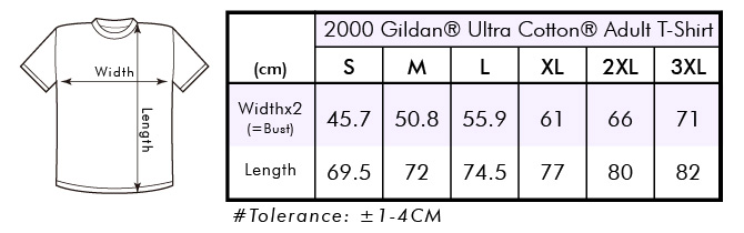 Gildan Long Sleeve Shirt Size Chart