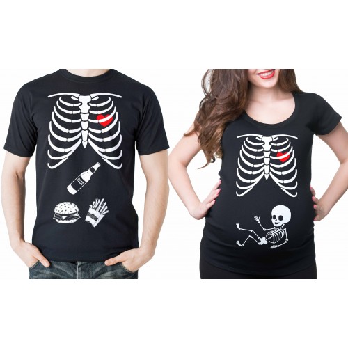Skeleton Halloween Couple Tees