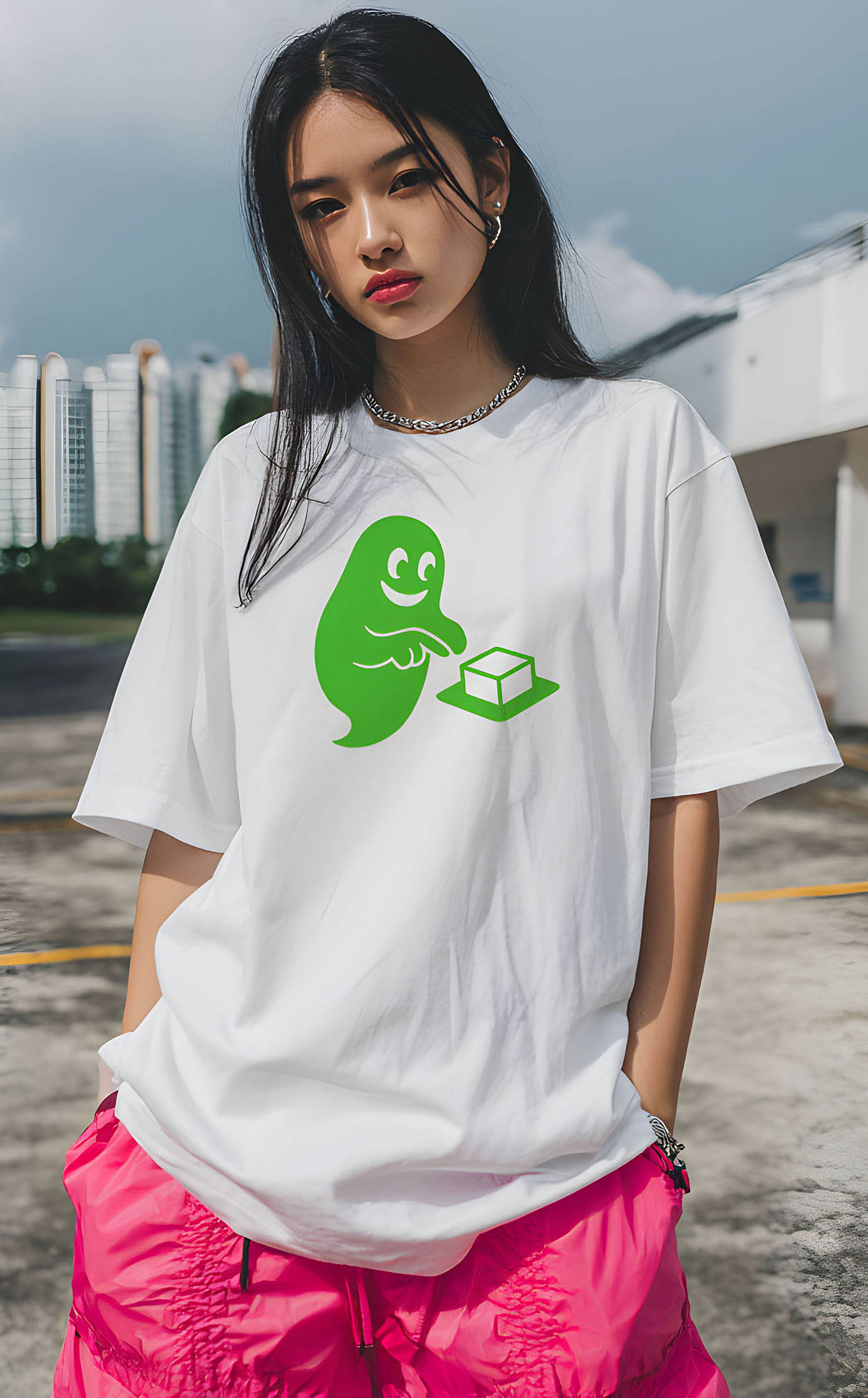 呃鬼食豆腐T設計 - 白Style B