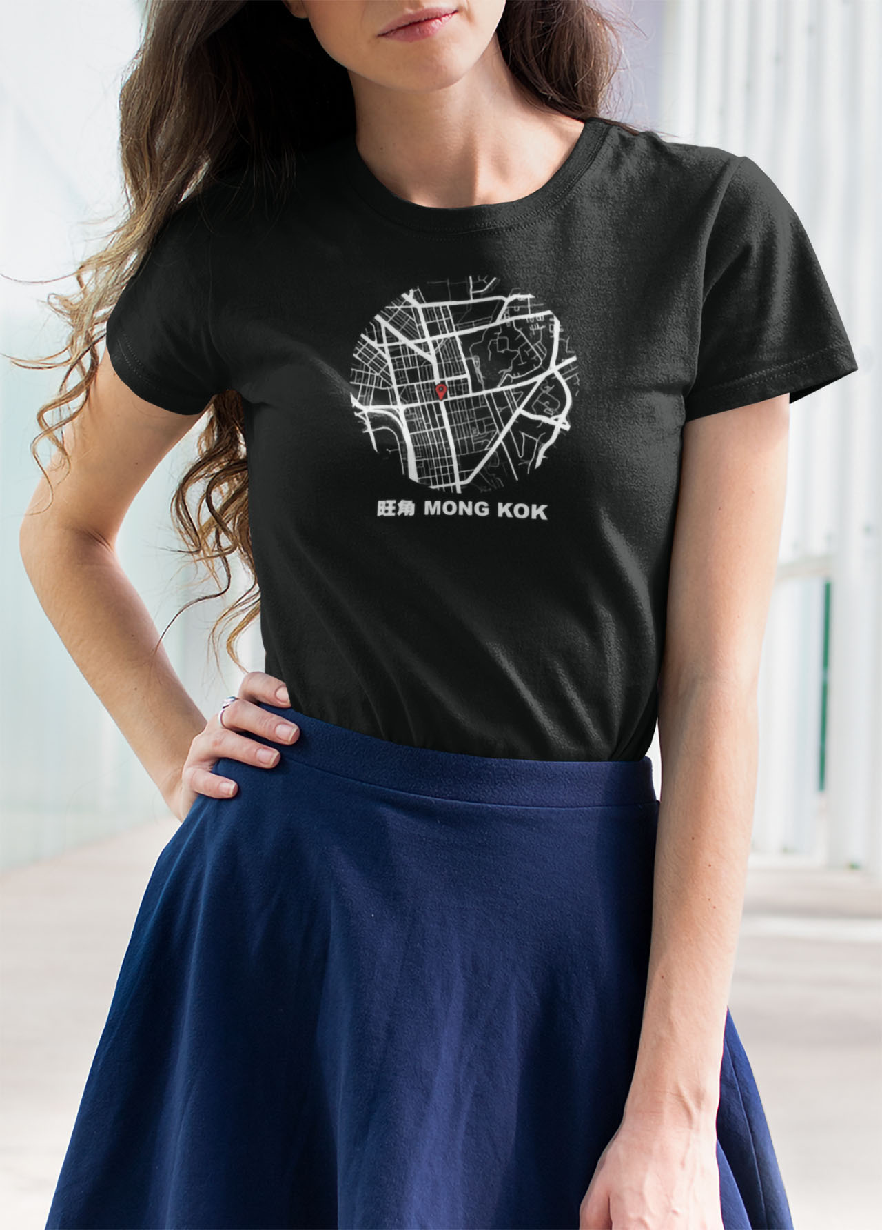 旺角地圖T-shirt - 黑