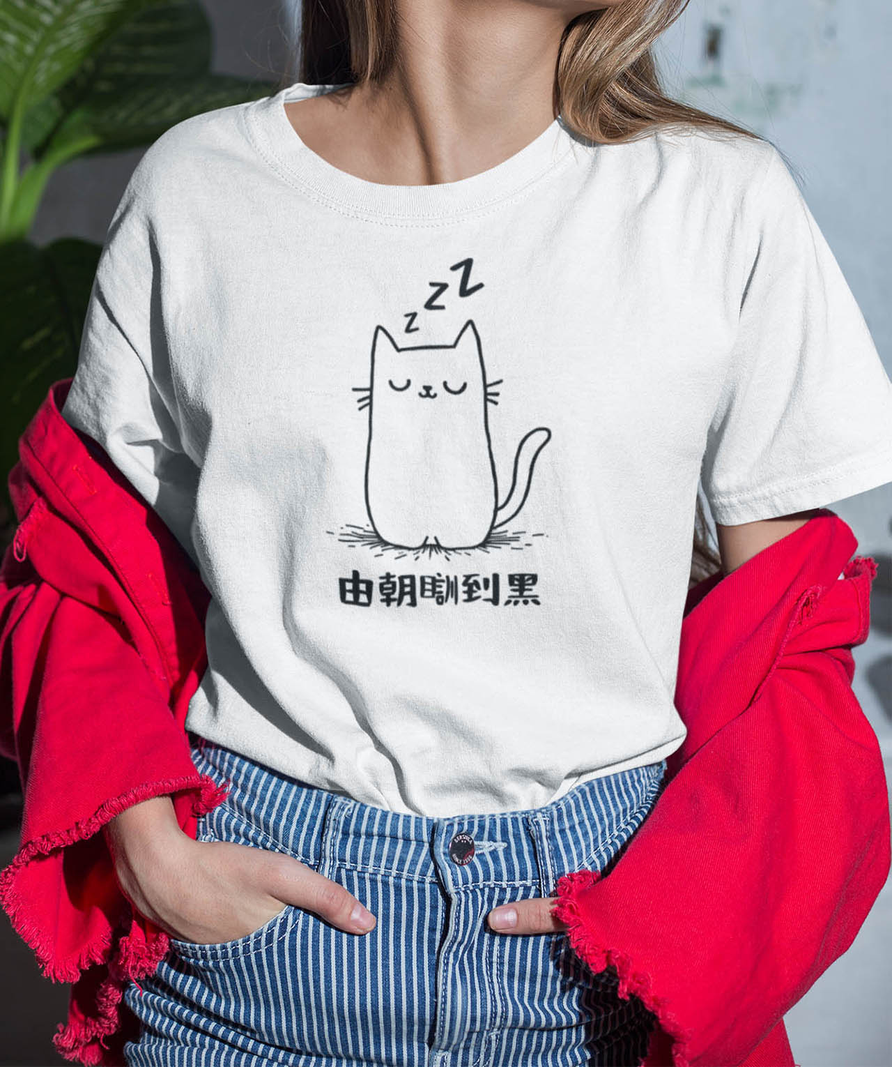 由朝瞓到黑 · 可愛貓貓白Tee